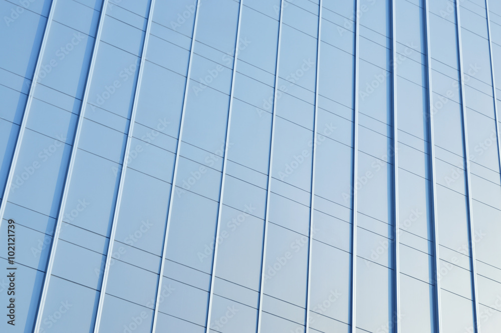 Modern blue metal wall of office building Modern blue metal wall of office building