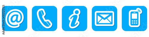 Contact Us – Set of flat light blue buttons, icons 2