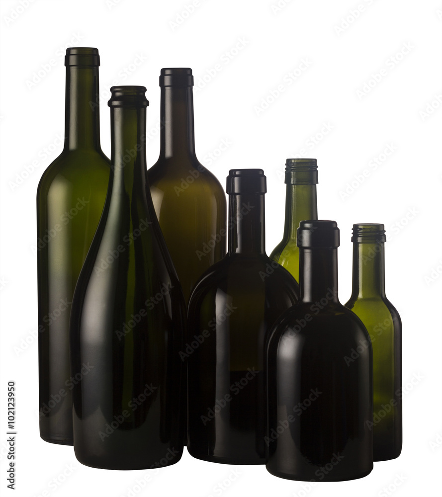 Empty wine bottles isolated on white Empty wine bottles isolated on white