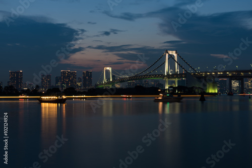 Odaiba Bridge in tokyo after sunset