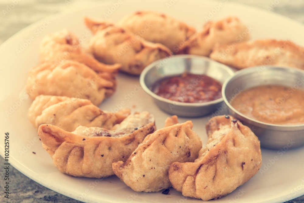 Plate of traditional momos.