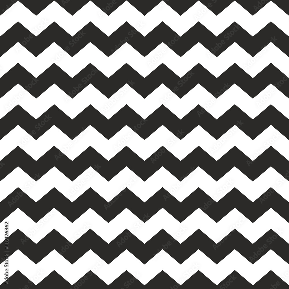 Zig zag vector chevron black and white tile pattern