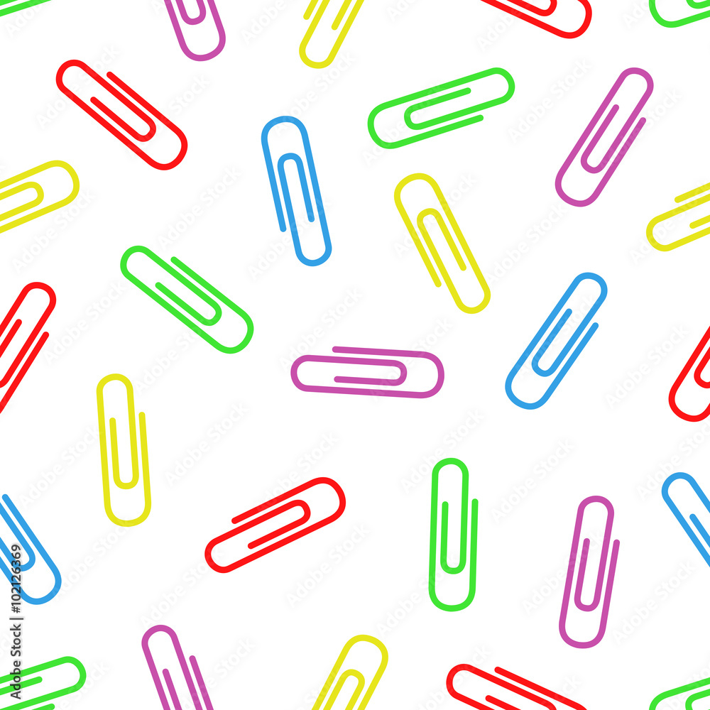 Seamless pattern of multi colored paper clips Seamless pattern of multi colored paper clips