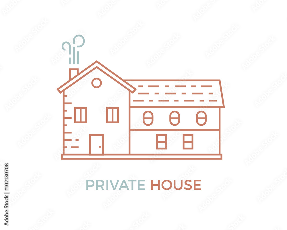 Fototapeta premium Line House Illustration