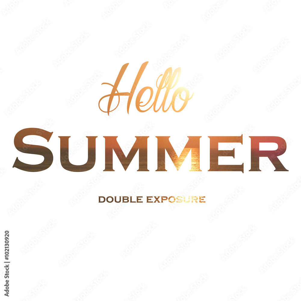 double exposure design sun, summer, sunset  sea vacation