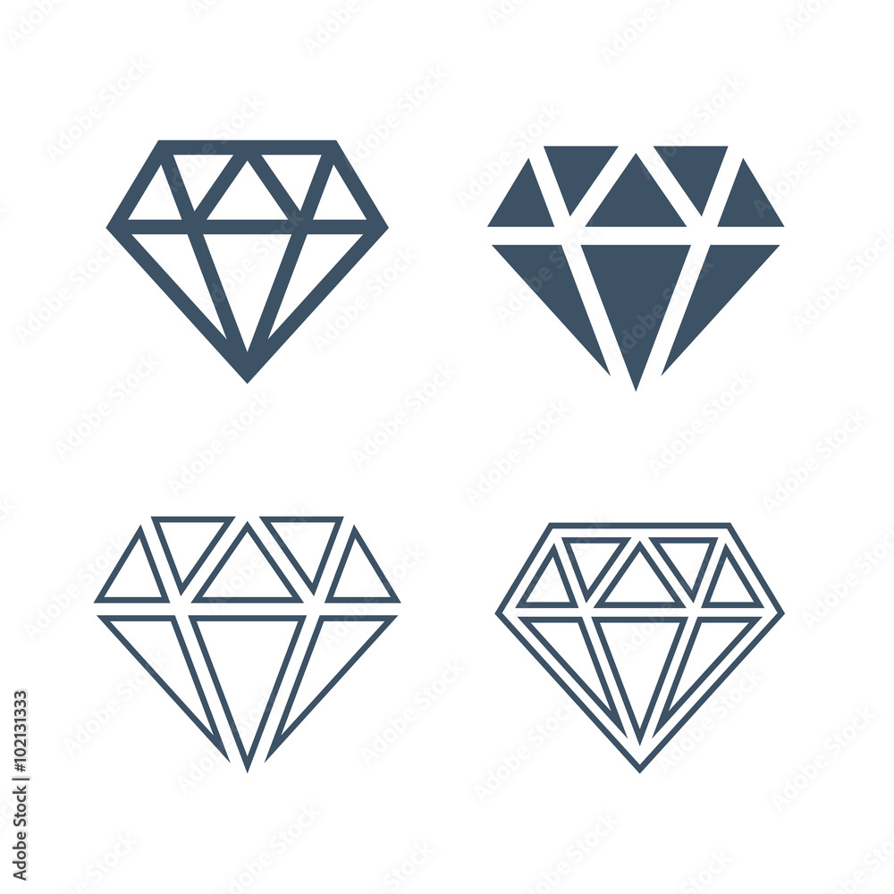 Diamond icons set Diamond icons set