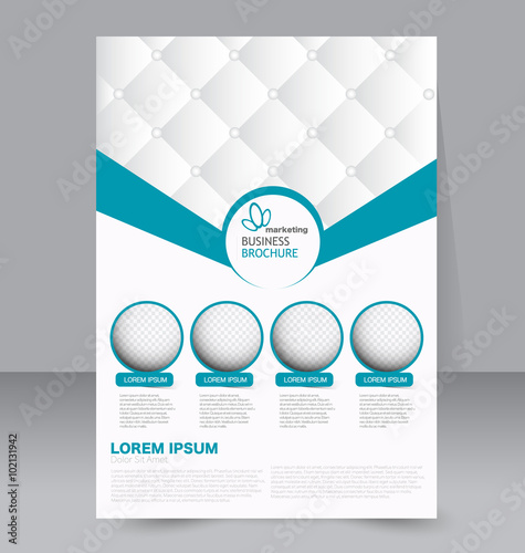 Flyer template. Business brochure. Editable A4 poster for design, education, presentation, website, magazine cover. Blue color.