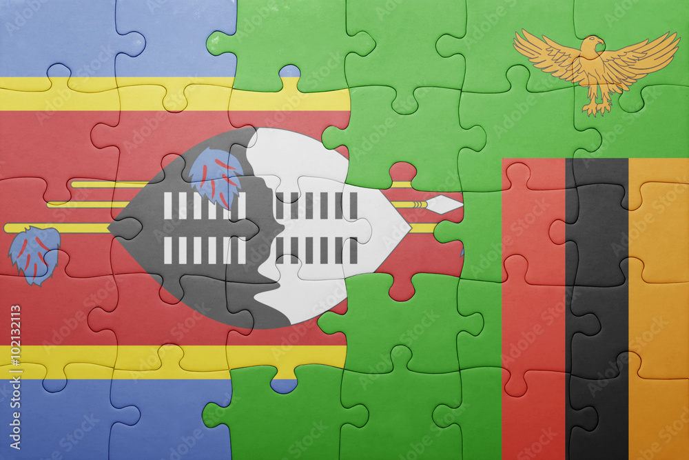 puzzle with the national flag of zambia and swaziland