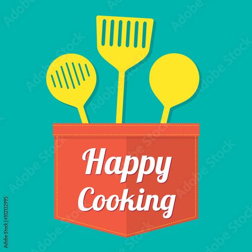 Happy Cooking Vector Illustration.