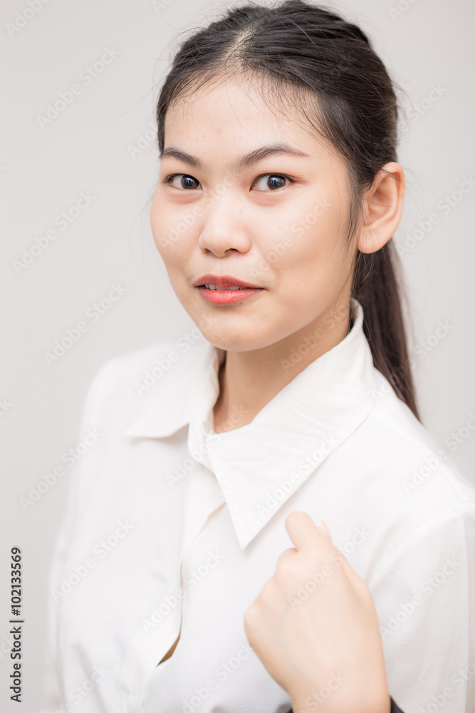 Smiling Asian Caucasian Business Woman. Smiling Asian Caucasian Business Woman.
