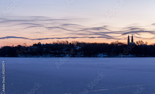Winter morning in Stockholm. Funny looking clouds over the island of "Langholmen". © Ojvind