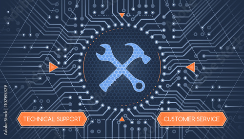 Technical Support & Customer Service - Infographical Concept. Graphic template on the subject of 'Industrial Repair Service'.