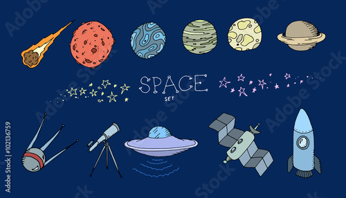 Colored doodle space set