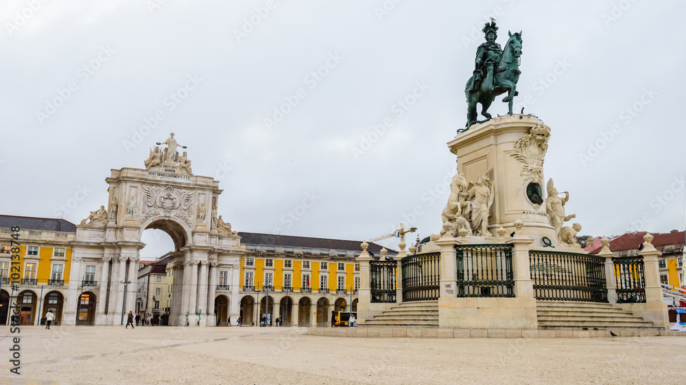 Commerce square (Praca do Comercio), Baixa district, Lisbon, Portugal.