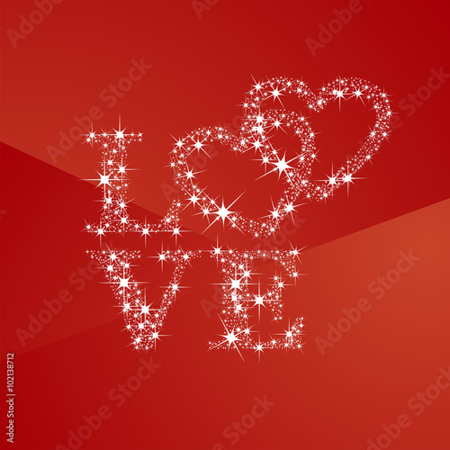 Love hearts full of stars red background