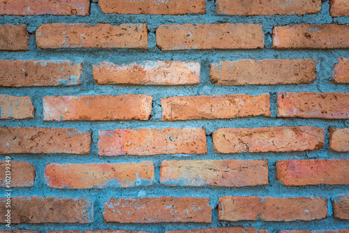 Grunge orange brick wall background with copy space
