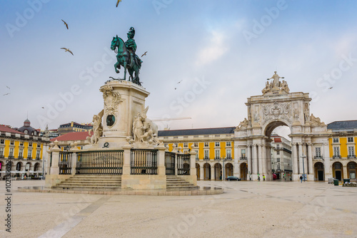 Commerce square (Praca do Comercio), Baixa district, Lisbon, Portugal. photo