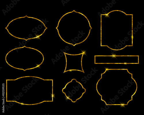 Beautiful golden frames set. Luxury vector illustration.