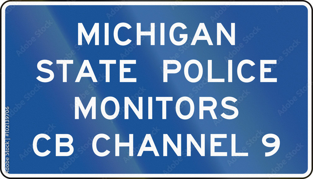 United States MUTCD guide road sign - Michigan state police monitors