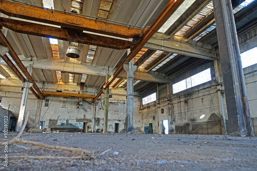 interior of an abandoned industrial warehouse