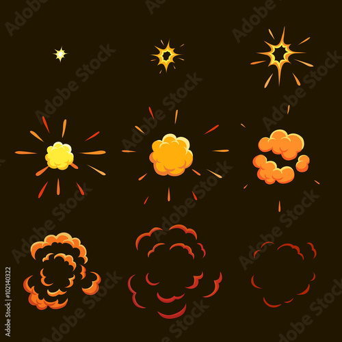 Explode effect animation. game design  animation frames.
