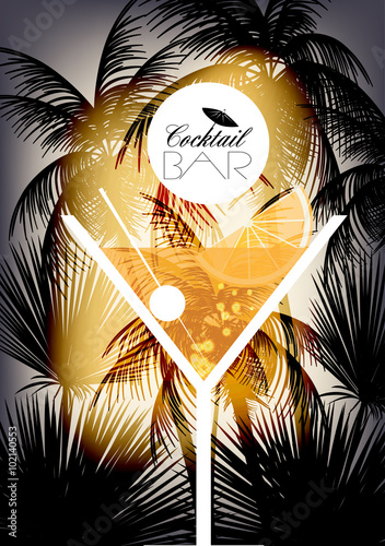 Cocktail Party Retro Poster Design - Vector Illustration