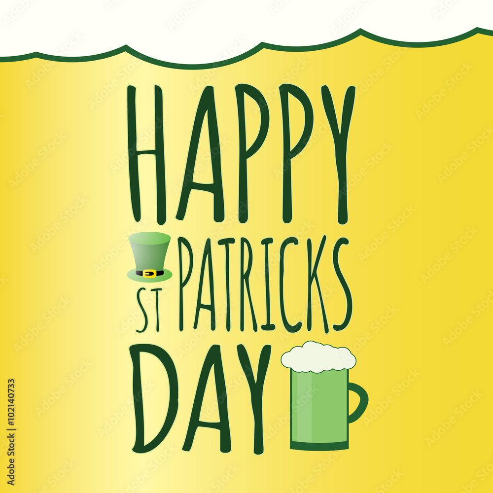Happy Saint Patrick day card with leprechaun hat Happy Saint Patrick day card with leprechaun hat