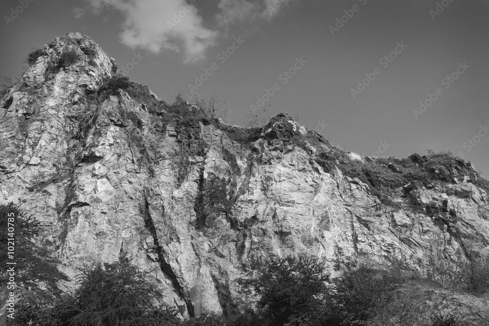 Dramatic Mountain Landscape, Black and White Image