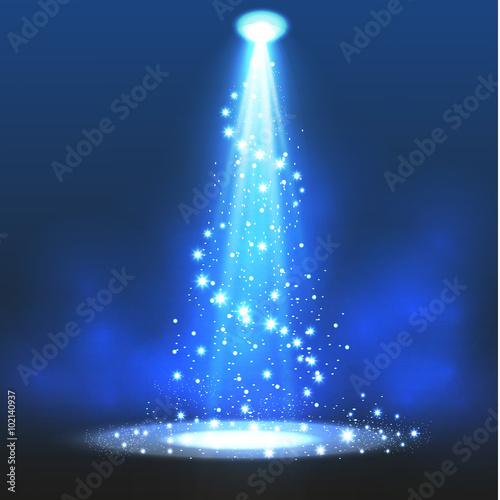 Blue spotlight. Vector illustration.