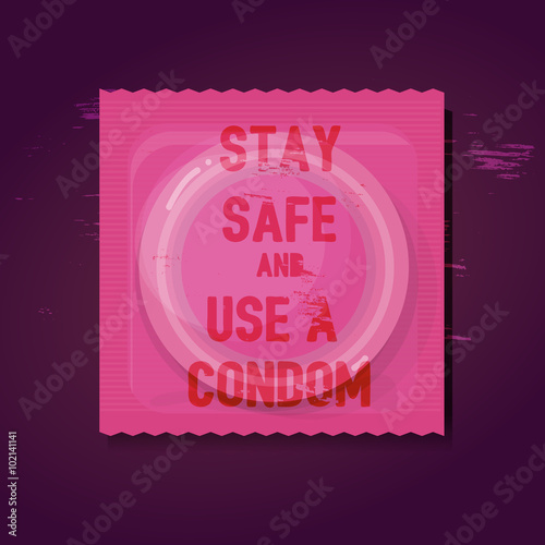 condom pack with "safe" text. use condom concept. - vector