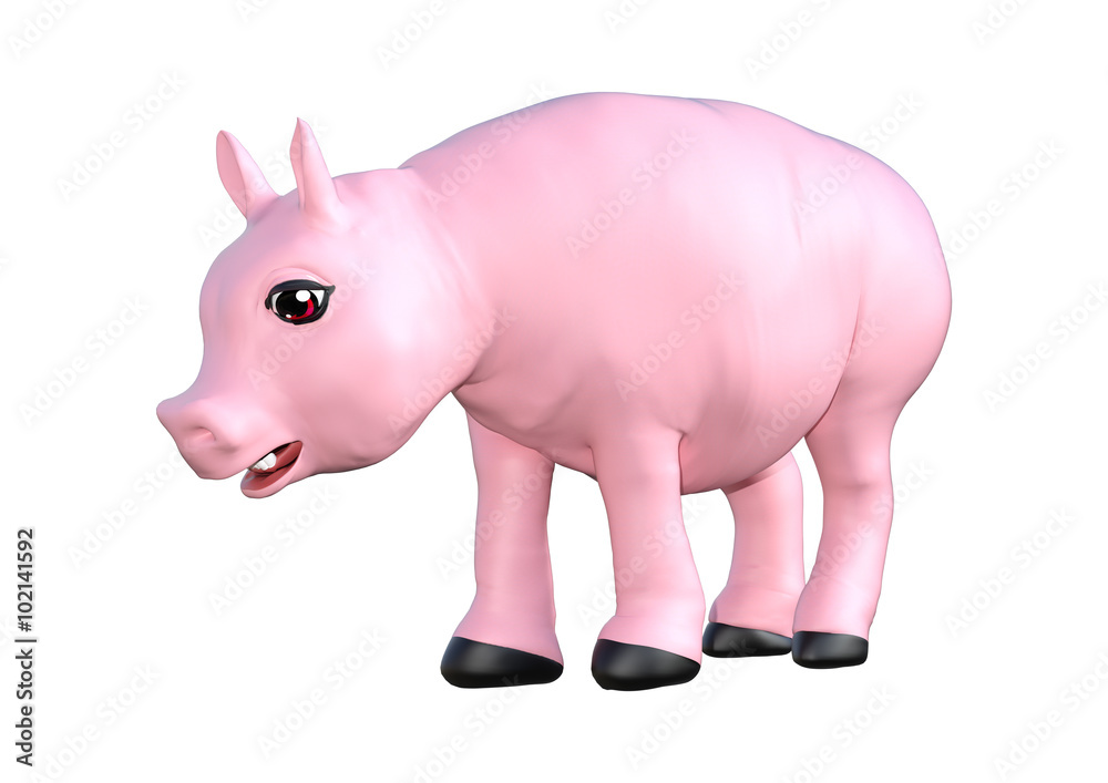 Fototapeta premium Pink Pig on White