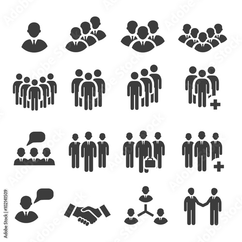 Crowd of people in team icon silhouettes