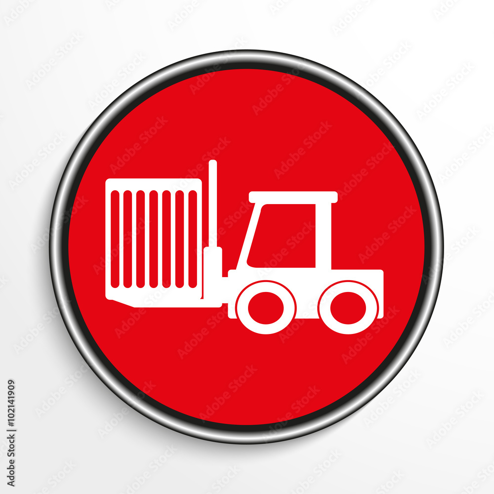 The loader. White vector icon on a red background. The loader. White vector icon on a red background.