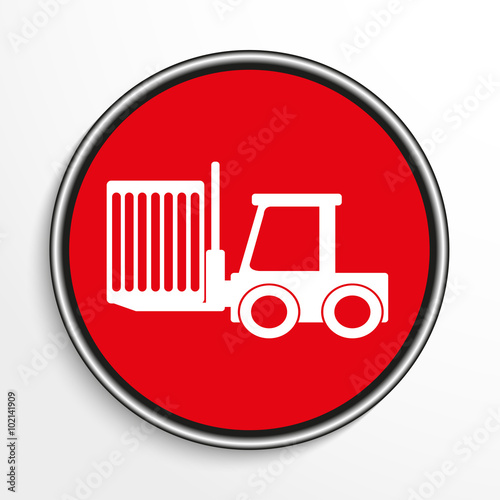 The loader. White vector icon on a red background.