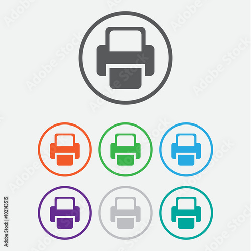 Printer  Vector icon. color icon with frame
