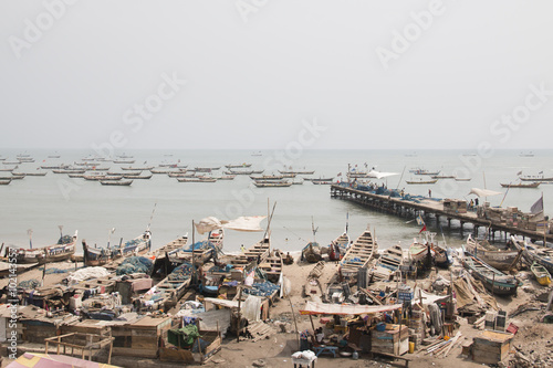 Boats on the coast of Jamestown, Accra, Ghana.