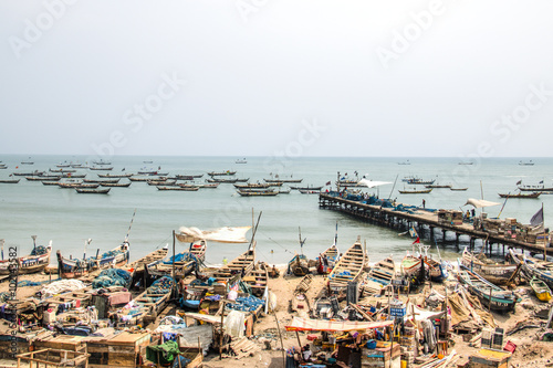 Boats on the coast of Jamestown, Accra, Ghana. photo