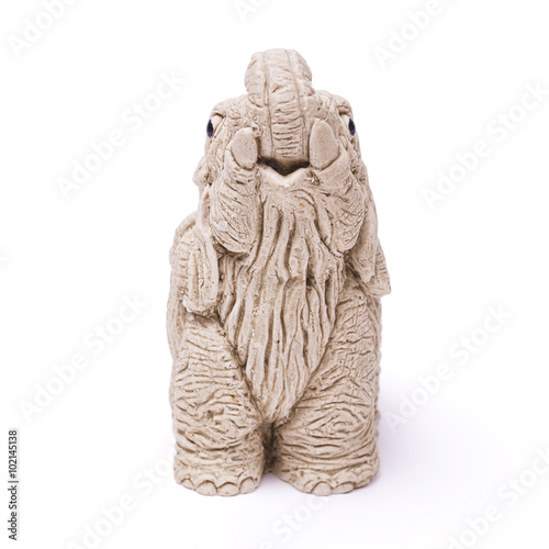 Small statue of elephant isolated on white background