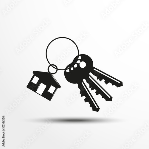 Keys with a decorative trinket. Vector illustration.