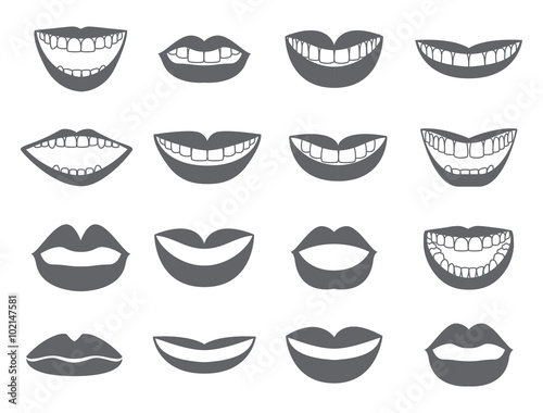 Lips icon. Set of silhouettes lips-vector.