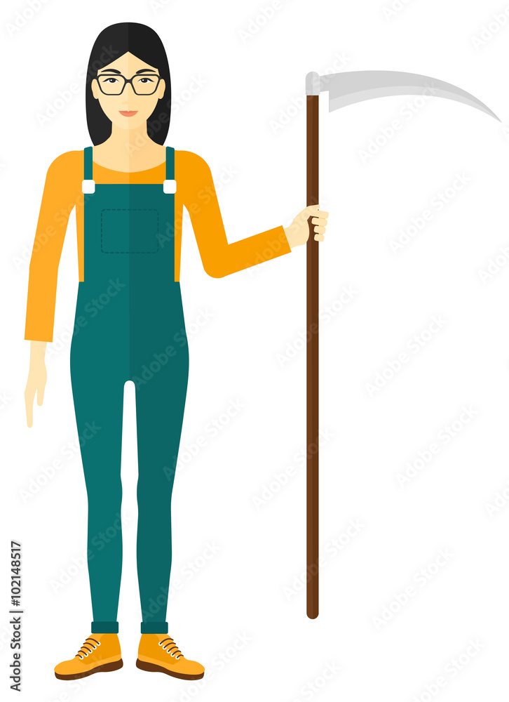 Fototapeta premium Farmer with scythe.