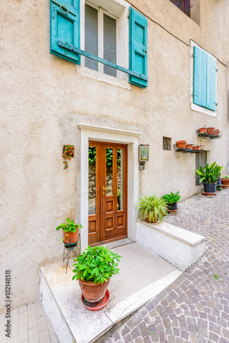 Entrance of a apartment building in Limone, Venice, Italy.
