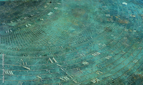 Vászonkép Sundial Detail Copper Oxide Surface etched pattern