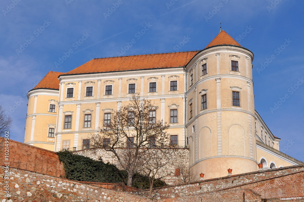 view on Castle in Mikulov town in Czech Republic