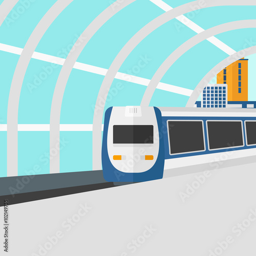 Background of modern train arriving at the station.
