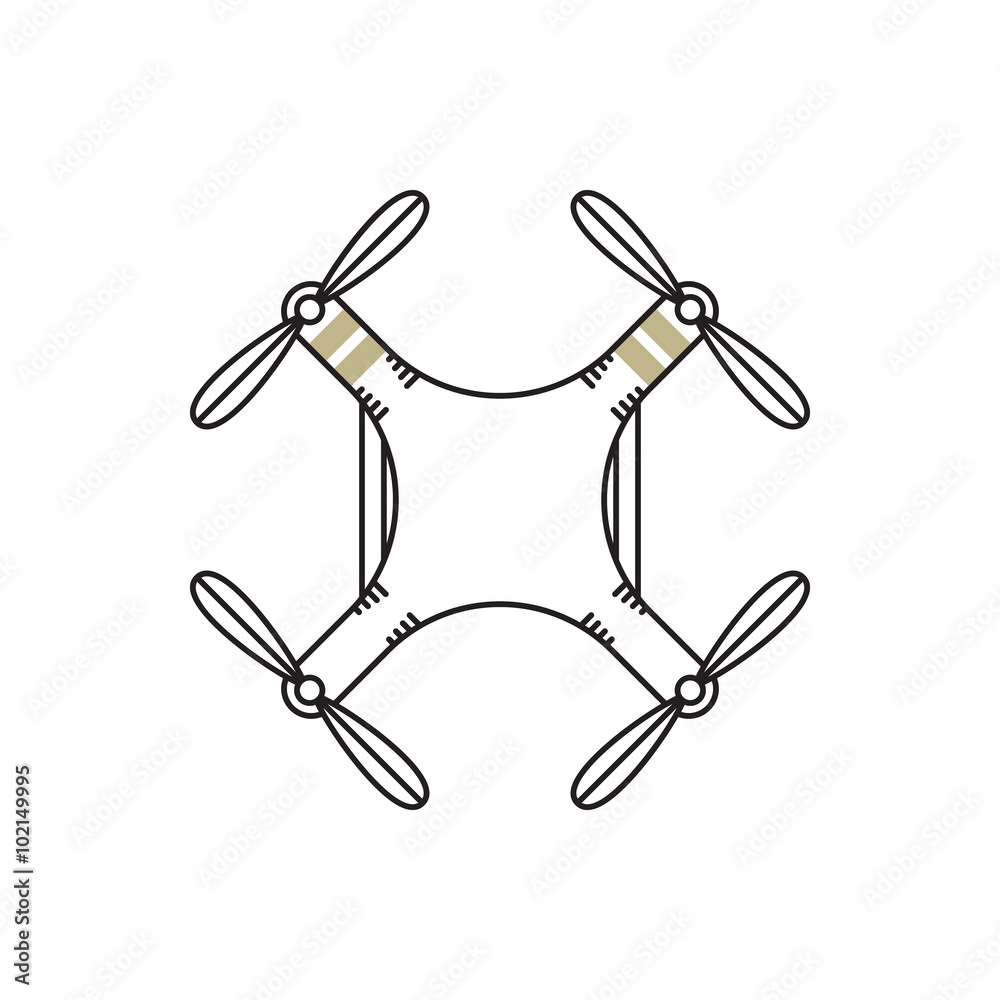 Aerial drone top view vector illustration made in line art style on ...