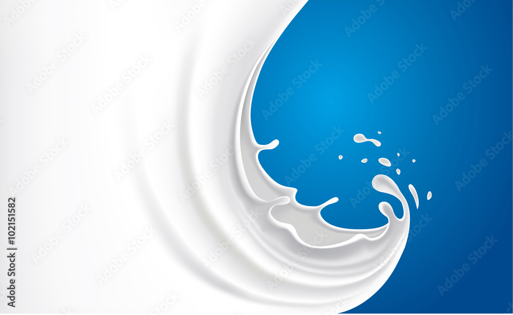 fresh milk splash on blue background