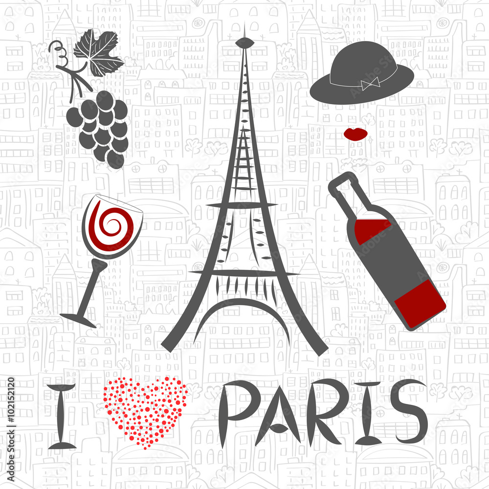 Love in Paris vector illustration. 