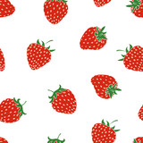 Strawberry seamless pattern. Colorful vector background with berries isolated on white. 