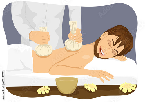 Thai herbal poultice massage